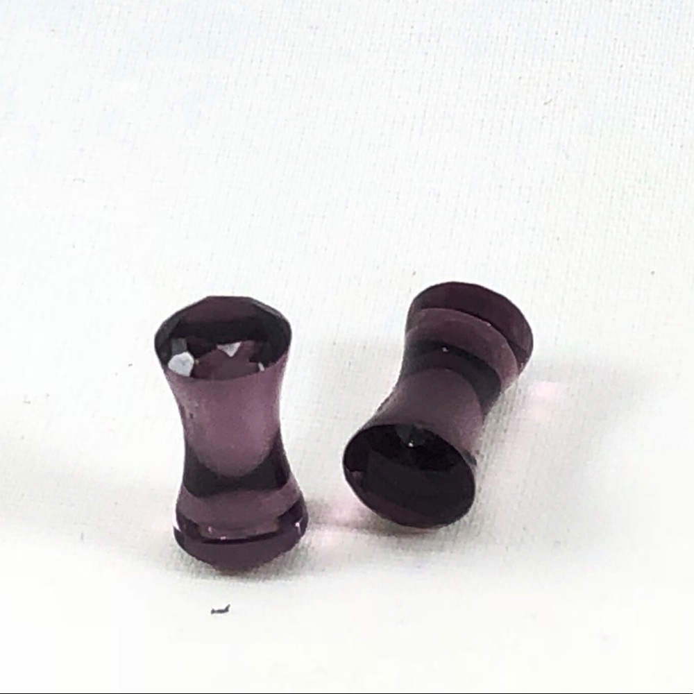 Clear Purple Diamond Cut Acrylic Saddle Plugs